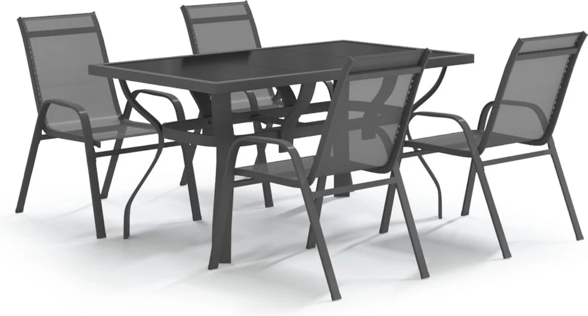 vidaXL 5-delige Tuinset grijs en zwart VidaXL 5-delige Tuinset Grijs En Zwart -Tuinmeubelseries Winkel 1200x645 1