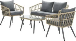 Garden Impressions Franklin Loungeset 4-delig - Wicker - Carbon Black/mystic Grey -Tuinmeubelseries Winkel 1200x646