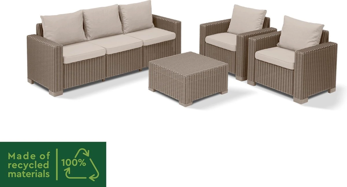 Allibert California Loungeset - 5 personen - Cappuccino Allibert California Loungeset - 5 Personen - Cappuccino -Tuinmeubelseries Winkel 1200x648 5