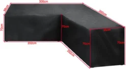 BOTC Tuinbank Beschermhoes - Beschermhoes Voor Hoekbank - Premium Tuinbank Beschermhoes - L-vorm - 300/98 X 300/98 X 70cm - Zwart -Tuinmeubelseries Winkel 1200x655