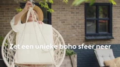 Vita5 Macramé Hangstoel - Voor Binnen En Buiten - Zonder Standaard - Incl. Kussen, Boekenvak En Beschermhoes - Tot 150kg - Bruin/Beige -Tuinmeubelseries Winkel 1200x675 7