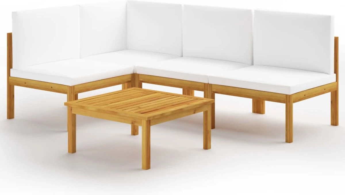 Decoways - 5-delige Loungeset met kussens massief acaciahout crèmekleurig Decoways - 5-delige Loungeset Met Kussens Massief Acaciahout Crèmekleurig -Tuinmeubelseries Winkel 1200x680 3