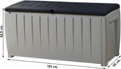 Keter Novel Opbergbox - 340L - 124x55x62.5cm - Grijs -Tuinmeubelseries Winkel 1200x692