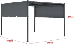 Pergola Fortaleza Tuinpaviljoen Met LED Verlichting 3x3 M Donkergrijs -Tuinmeubelseries Winkel 1200x710 2