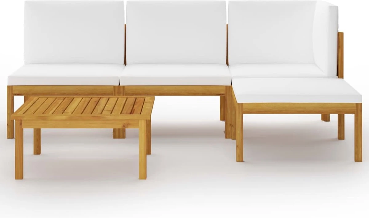 Decoways - 5-delige Loungeset met kussens massief acaciahout crèmekleurig Decoways - 5-delige Loungeset Met Kussens Massief Acaciahout Crèmekleurig -Tuinmeubelseries Winkel 1200x710 3