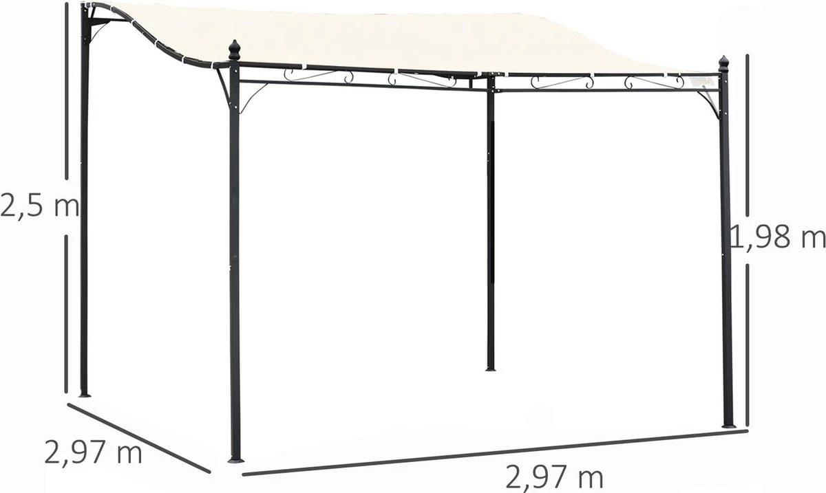 Outsunny Pergola partytent paviljoen overkapping tent metaal crème 297x297 cm 84C-038 Outsunny Pergola Partytent Paviljoen Overkapping Tent Metaal Crème 297x297 Cm 84C-038 -Tuinmeubelseries Winkel 1200x717 4