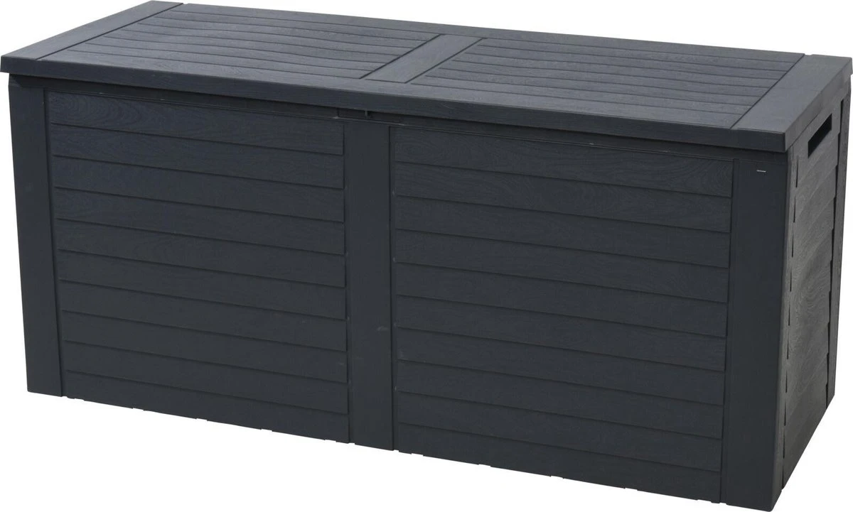 Kussenbox - Tuinkist - Opslagbox - 240 Liter - Met verzonken handgrepen - 115x45x53CM - Zwart KOOPMAN Kussenbox - Tuinkist - Opslagbox - 240 Liter - Met Verzonken Handgrepen - 115x45x53CM - Zwart -Tuinmeubelseries Winkel
