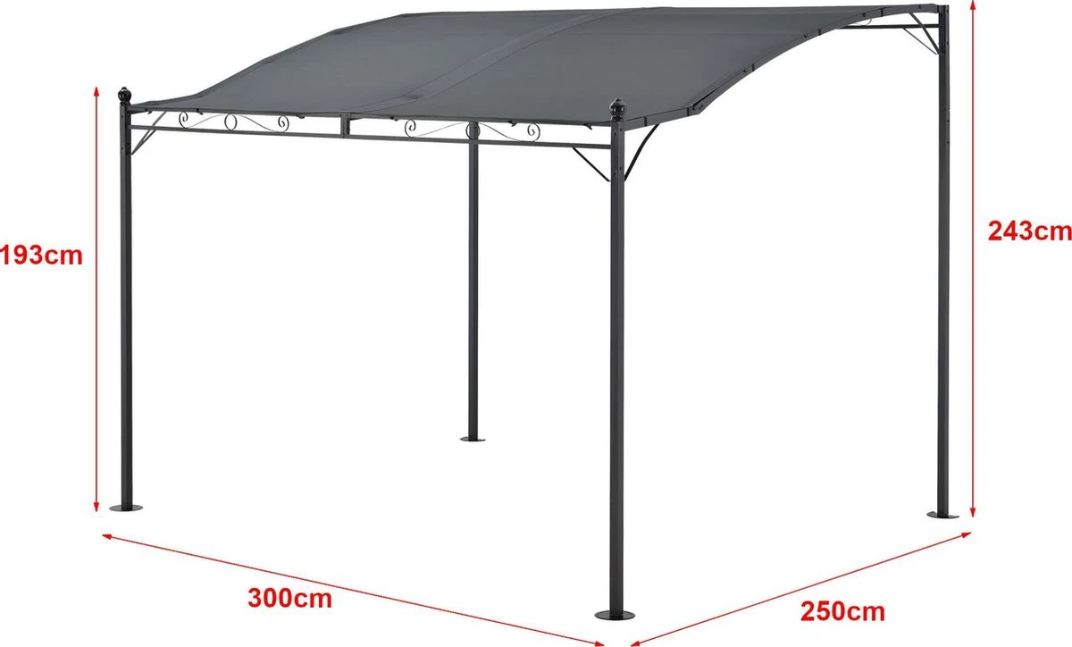 Pergola tuinpaviljoen 300x250x243 cm antraciet donkergrijs Pergola Tuinpaviljoen 300x250x243 Cm Antraciet Donkergrijs -Tuinmeubelseries Winkel 1200x724 1