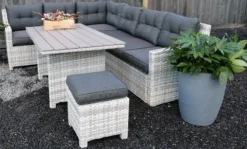 Merkloos Rivièra | Loungeset Hoekset Dining Set Tuinset | Wicker | Hoekbank, Hoge Tuintafel, 2 Hockers | 6 Zitplaatsen -Tuinmeubelseries Winkel 1200x725 1