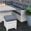 Merkloos Rivièra Original | Loungeset Hoekset Dining Set Tuinset | Wicker | Hoekbank, Hoge Tuintafel, 2 Hockers | 6 Zitplaatsen