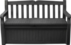 Keter Eden Garden Bench Opbergbank - 265L - 140x60x84cm - Zwart/Grijs -Tuinmeubelseries Winkel 1200x763