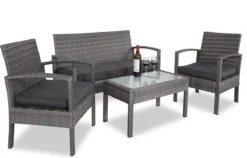 Casaria Polyrattan Loungeset – 2 Stoelen 1 Bank 1 Tafel - Antraciet -Tuinmeubelseries Winkel 1200x768 2