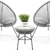 LifeGoods Acapulco Bistroset - 3-Delig - Tuinset Met Bijzettafel - Grijs
