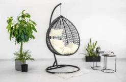 Hangstoel - Ei Stoel - Met Frame - Zwart Beige - Tot 125 Kg -Tuinmeubelseries Winkel 1200x780