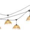Føro Boho LED Lichtsnoer - 10 M - 10 Lampen Warm Wit - 10 Gevlochten Lampenkapjes