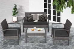 Casaria Polyrattan Loungeset – 2 Stoelen 1 Bank 1 Tafel - Antraciet -Tuinmeubelseries Winkel 1200x798 6
