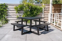 MaximaVida Vierkante Aluminium Picknicktafel Dex 215 Cm Zwart - Lage Instap 4 MaximaVida Vierkante Aluminium Picknicktafel Dex 215 Cm Zwart - Lage Instap -Tuinmeubelseries Winkel 1200x800 144