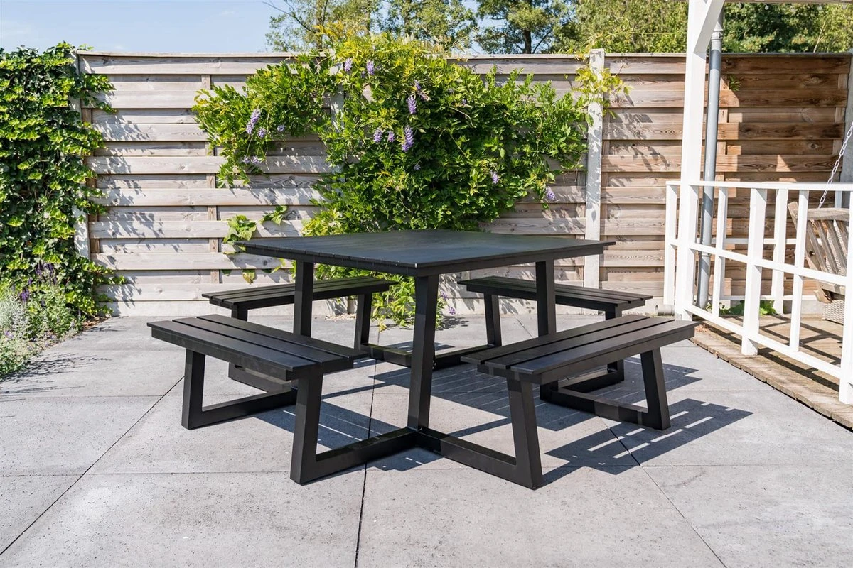 MaximaVida vierkante aluminium picknicktafel Dex 215 cm zwart - lage instap MaximaVida Vierkante Aluminium Picknicktafel Dex 215 Cm Zwart - Lage Instap -Tuinmeubelseries Winkel 1200x800 144