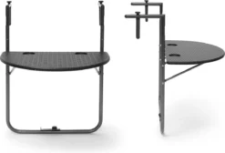 Relaxdays Balkontafel Inklapbaar, Balkon Tafel Rotan, Hangtafel Reling - Zwart -Tuinmeubelseries Winkel 1200x817
