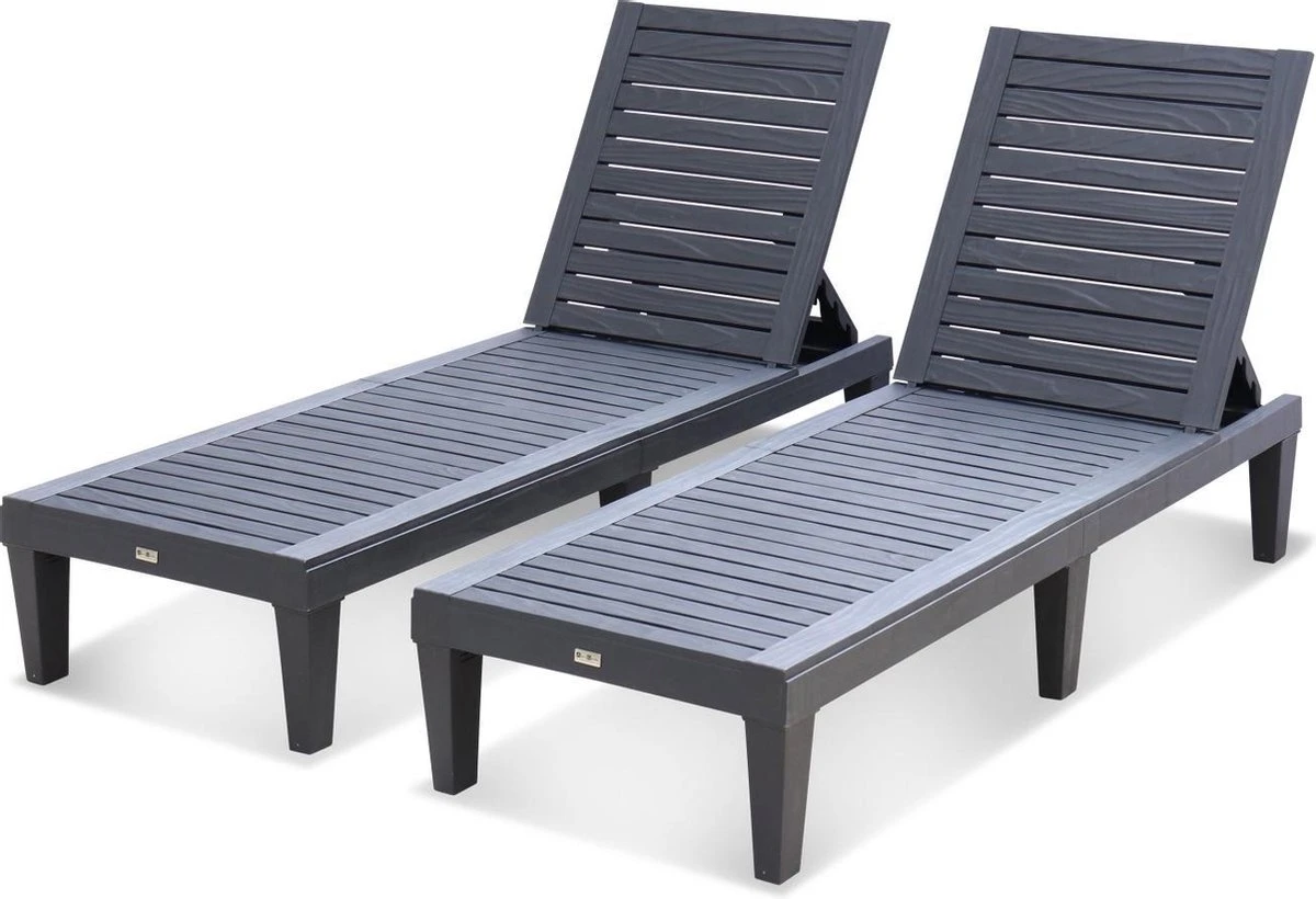 Set van 2 ligstoelen, PIA, ligstoel met verschillende standen, van kunststof, zwart Set Van 2 Ligstoelen, PIA, Ligstoel Met Verschillende Standen, Van Kunststof, Zwart -Tuinmeubelseries Winkel 1200x820 5