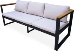Loungeset 5 Plaatsen Van Aluminium En Eucalyptus – NAZCA – Antraciet Structuur, Lichtgrijs Kussens -Tuinmeubelseries Winkel 1200x820 8