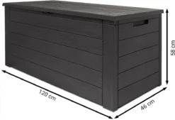 Merkloos Woody Tuin Opbergbox - 324 Liter 45x120x60 Cm - Tuinkussenbox - Antraciet/bruin -Tuinmeubelseries Winkel 1200x823 2