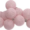 Atmosphera LED Feestverlichting Land Balletjes Roze - Lichtslingers Katoen - Cotton Ball - 10 Ballen - Dia 6 Cm - Guirlande