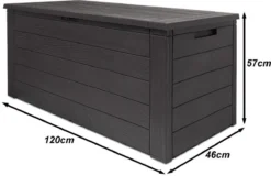 Merkloos Woody Tuin Opbergbox - 324 Liter 45x120x60 Cm - Tuinkussenbox - Antraciet/bruin -Tuinmeubelseries Winkel 1200x826 1