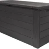 Merkloos Woody Tuin Opbergbox - 324 Liter 45x120x60 Cm - Tuinkussenbox - Antraciet/bruin