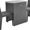 Alice's Garden Balkonset Doppio - 2 Stoelen - Inschuifbaar - Wicker - Grijs