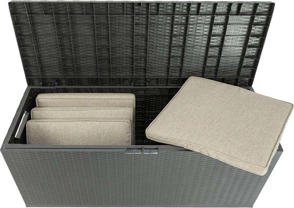 Verrijdbare tuinkussen opbergbox - Rattan look - Zwart - 350 Liter Verrijdbare Tuinkussen Opbergbox - Rattan Look - Zwart - 350 Liter -Tuinmeubelseries Winkel