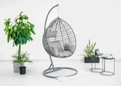 Hangstoel - Ei Stoel - Met Grijze Standaard & Kussens - Tot 125kg -Tuinmeubelseries Winkel 1200x851 2