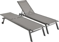 ELSA - Set Van 2 Ligstoelen Van Aluminium En Textileen, Ligbed Multipositioneel Met Wieltjes, Kleur Antraciet/donkergrijs 4 ELSA - Set Van 2 Ligstoelen Van Aluminium En Textileen, Ligbed Multipositioneel Met Wieltjes, Kleur Antraciet/donkergrijs -Tuinmeubelseries Winkel 1200x854 3