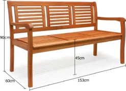 Casaria Tuinbank - FSC®-Gecertificeerd Eucalyptushout - 153cm Bruin -Tuinmeubelseries Winkel 1200x872