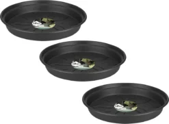 Elho Green Basics Schotel - Plantenschotels - 3 X 14 Cm Zwart