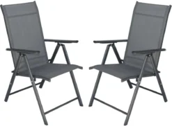 Tuinstoelen Met 7 Standen, Set Van 2 Stuks Grijs