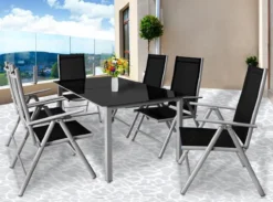 Casaria Alumunium Tuinset Bern - 6 Stoelen + 1 Tafel – Zilver -Tuinmeubelseries Winkel 1200x890 4