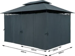 Casaria Paviljoen Topas 3x4m - UV-bescherming 50+ - Antraciet -Tuinmeubelseries Winkel 1200x898