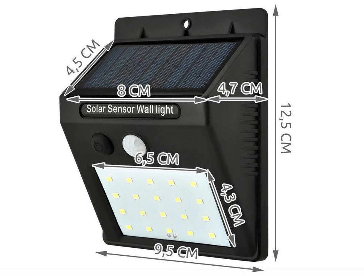Solar LED Lamp Met Bewegingssensor - 20 LEDs - Zwart - Voor Buiten - Zonne-energie Solar LED Lamp Met Bewegingssensor - 20 LEDs - Zwart - Voor Buiten - Zonne-energie -Tuinmeubelseries Winkel 1200x908 3