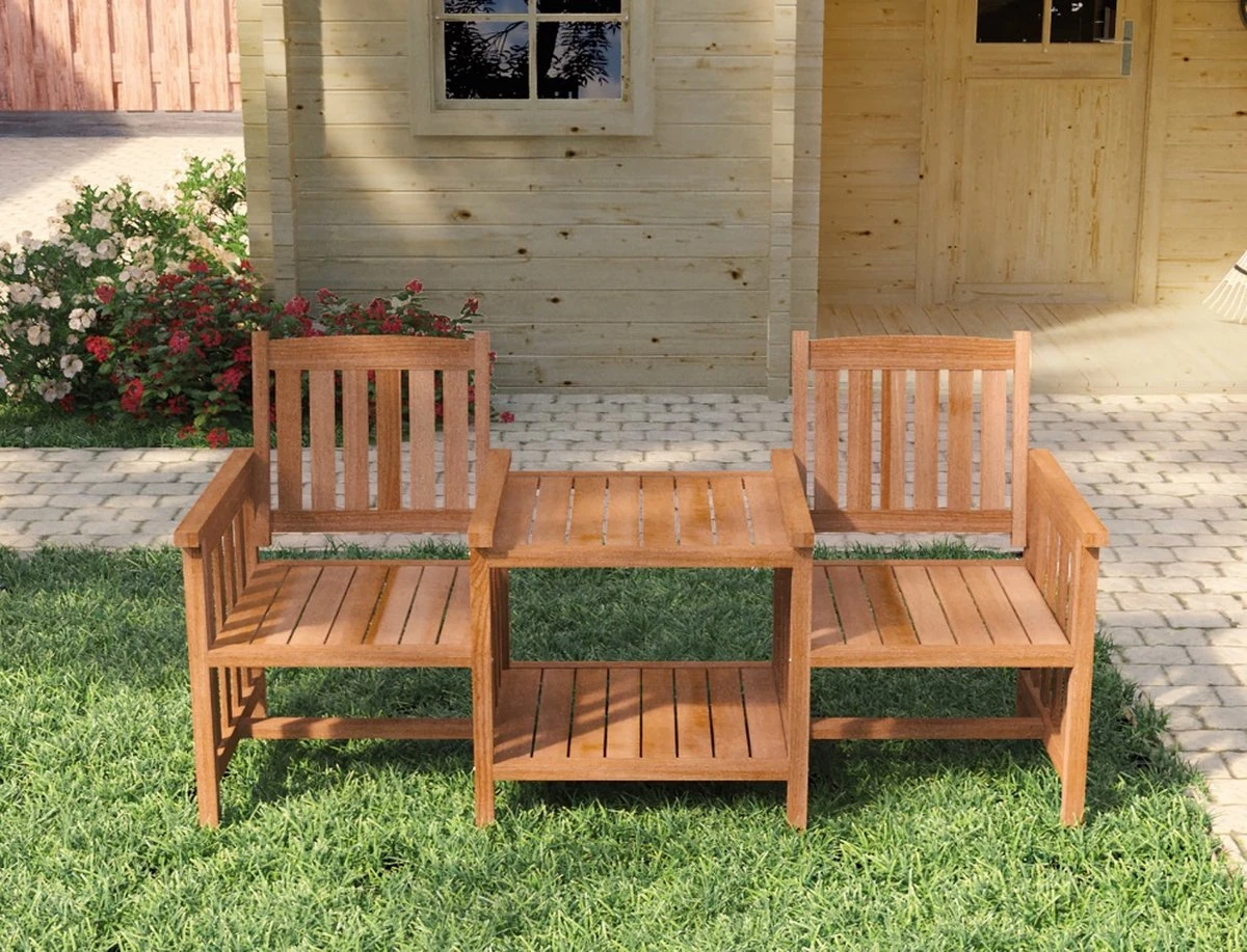 Tuindeco - Tete-a-Tete houten tuinbank - loveseat van mahonie hardhout Tuindeco - Tete-a-Tete Houten Tuinbank - Loveseat Van Mahonie Hardhout -Tuinmeubelseries Winkel