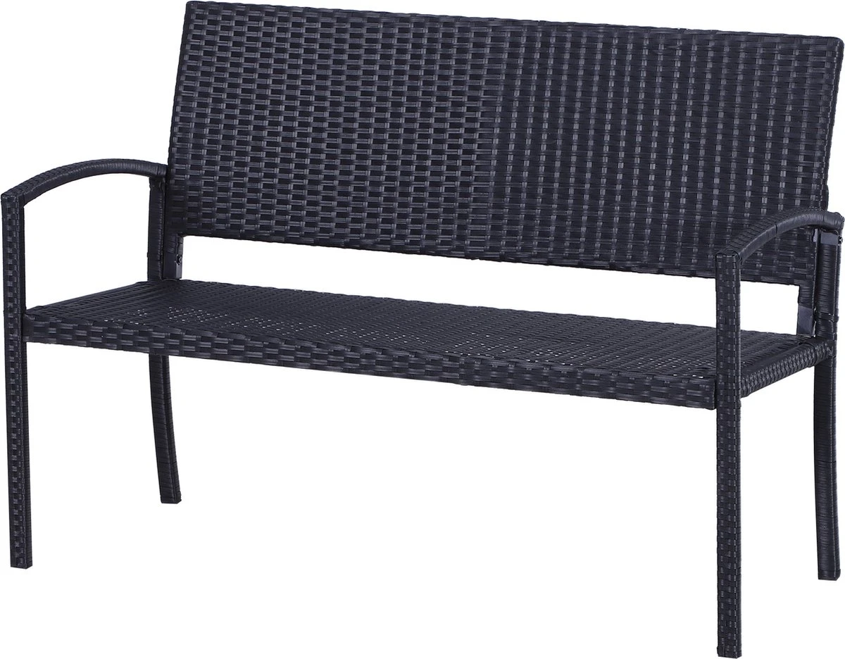Outsunny Polyrotan tuinbank 2-zits parkbank bank staal zwart 867-022 Outsunny Polyrotan Tuinbank 2-zits Parkbank Bank Staal Zwart 867-022 -Tuinmeubelseries Winkel 1200x936 1