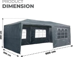 MaxxGarden Partytent - Paviljoen - 3x6m - Incl. Zijwanden - Waterdicht - Antraciet -Tuinmeubelseries Winkel 1200x943 5