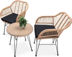 Casaria Tuinset Bali 3 Delig – 1 Tafel/2 Stoelen – Naturel Zwart -Tuinmeubelseries Winkel 1200x948 1