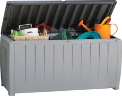 Keter Novel Opbergbox - 340L - 124x55x62.5cm - Grijs -Tuinmeubelseries Winkel 1200x948
