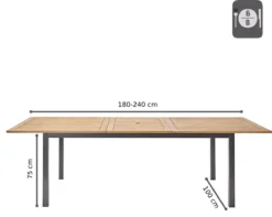 NATERIAL - Uitschuifbare Tuintafel ORIS - Uitschuifbare Tafel Voor 6 Tot 8 Personen - 180-240x100 Cm - Aluminium - Hout Eucalyptus 2 NATERIAL - Uitschuifbare Tuintafel ORIS - Uitschuifbare Tafel Voor 6 Tot 8 Personen - 180-240x100 Cm - Aluminium - Hout Eucalyptus -Tuinmeubelseries Winkel 1200x958