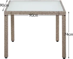 Casaria Polyrattan Tuinset - 4 Stoelen & Tafel 90x90 Cm - Beige Grijs -Tuinmeubelseries Winkel 1200x972 5