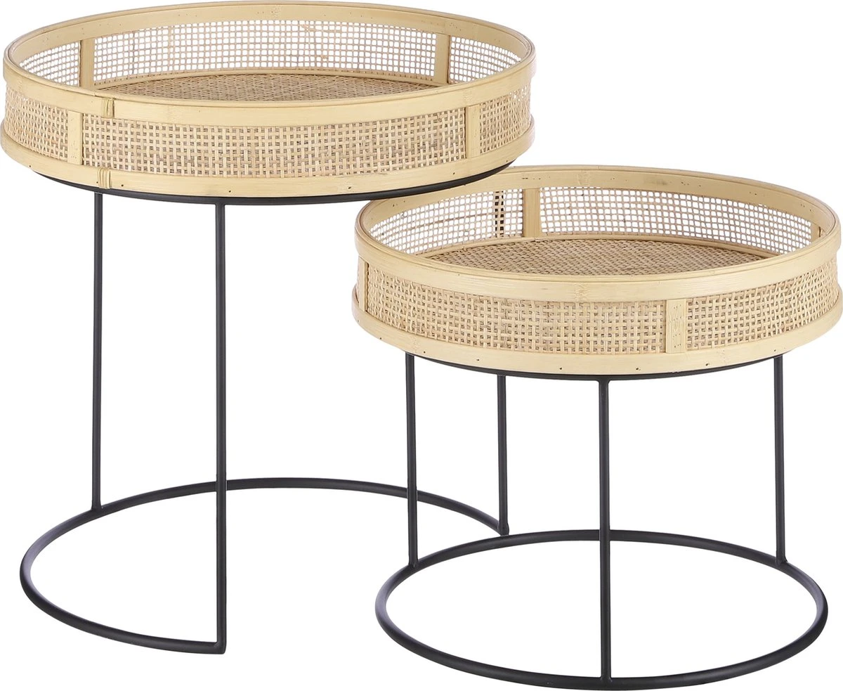 Mica Decorations Leandro Bijzettafel - Set van 2 - H45 x Ø45 cm - Zwart Mica Decorations Leandro Bijzettafel - Set Van 2 - H45 X Ø45 Cm - Zwart -Tuinmeubelseries Winkel 1200x983 3