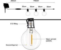 A Sunny Day Solar Lichtsnoer Buiten Inclusief 25 LED Lampen Voor Buiten - Lichtsnoer Op Zonne-energie - 25 LED Lampen - Solar Tuinverlichting - Lichtslinger - Prikkabel - Priklicht - Lichtsnoer -Tuinmeubelseries Winkel 1200x984 2