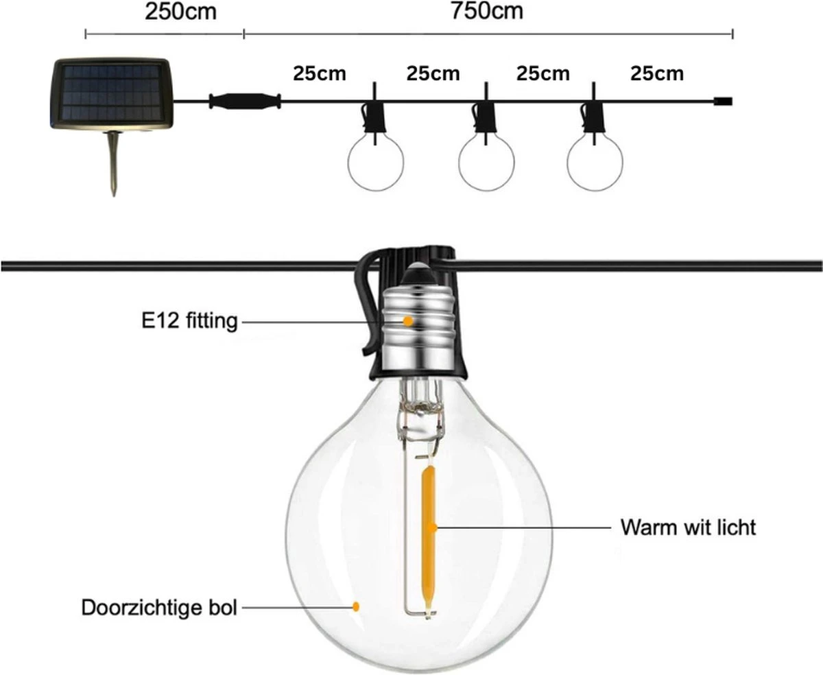 Lichtsnoer op zonne-energie - Warm Wit - Tuinverlichting - Lichtslinger - 10M - Waterdicht - E27 Fitting - Warm Wit - Incl. 20 LED Lampen - Voor Binnen En Buiten - Solar tuinverlichting Merkloos Lichtsnoer Op Zonne-energie - Warm Wit - Tuinverlichting - Lichtslinger - 10M - Waterdicht - E27 Fitting - Warm Wit - Incl. 20 LED Lampen - Voor Binnen En Buiten - Solar Tuinverlichting -Tuinmeubelseries Winkel 1200x984 3