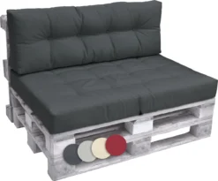 Beautissu Eco Elements Palletkussen – Rugkussen 120x40x15 Cm Voor Palletbank - Kussen Graphiet Grijs - Palletkussens In Matraskussen Kwaliteit